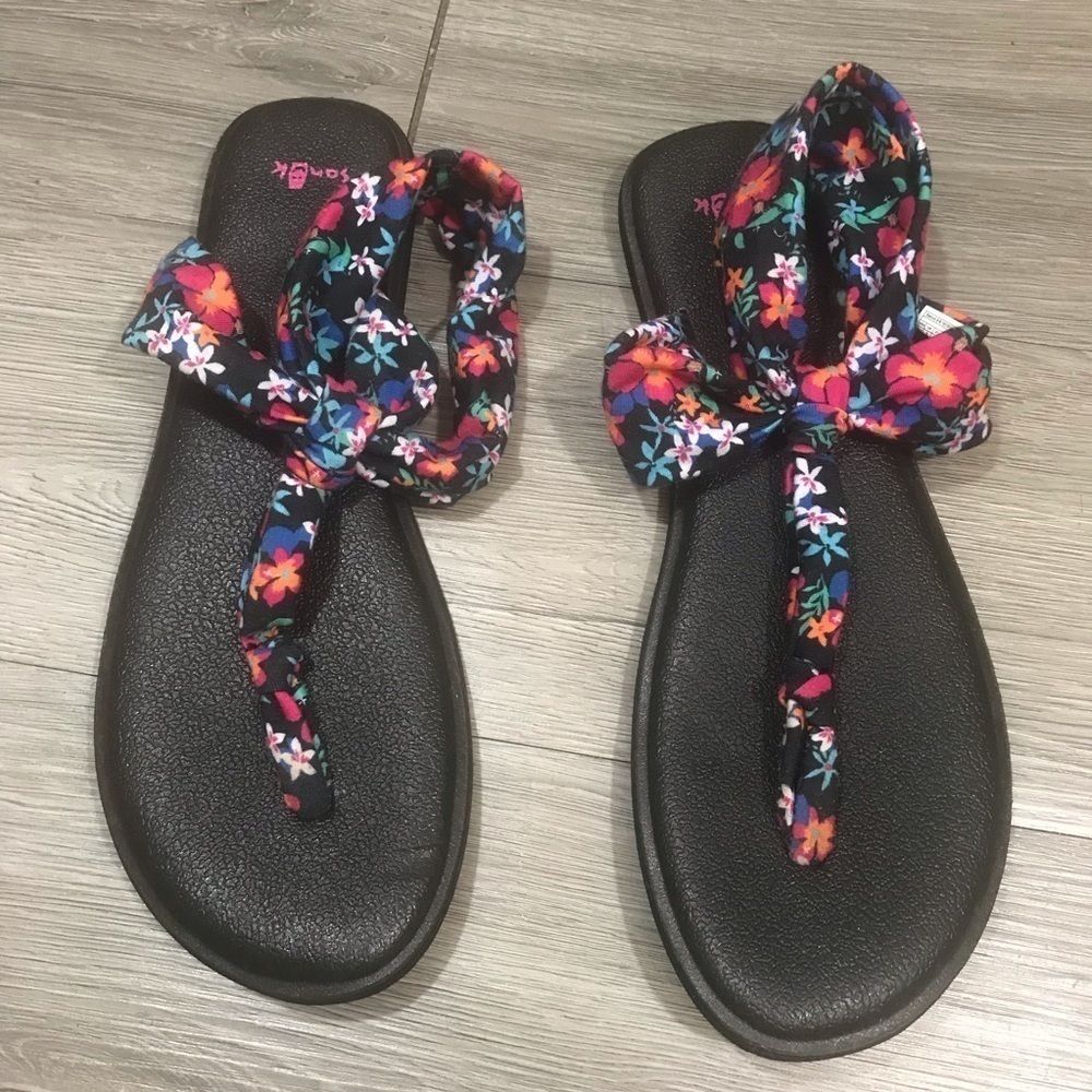 Sanuk Yoga Sling Ella Floral Thong Sandals size 11